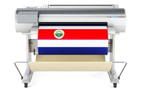 Großformatdrucker, Plotter mit costaricanischer Flagge. 3D-Rendering Wide .. Stock Photos
