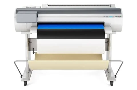 Großformatdrucker, Plotter mit estnischer Flagge. 3D-Rendering Wide format.. Fotos de archivo