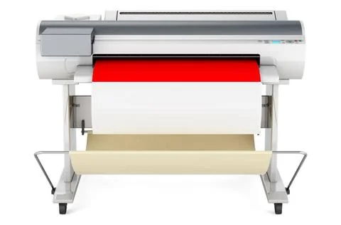 Großformatdrucker, Plotter mit indonesischer, monacanischer Flagge. 3D-Ren.. Stock Photos