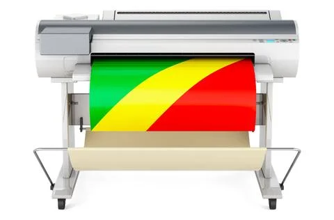 Großformatdrucker, Plotter mit kongolesischer Flagge. 3D-Rendering Wide fo.. Fotos de archivo