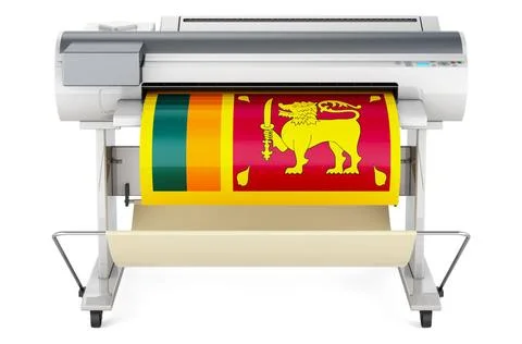 Großformatdrucker, Plotter mit srilankischer Flagge. 3D-Rendering Wide for.. Stock Photos