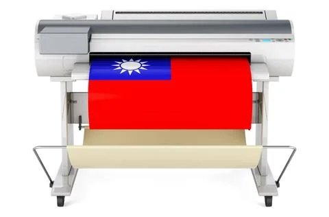 Großformatdrucker, Plotter mit taiwanesischer Flagge. 3D-Rendering Wide fo.. Fotos de archivo