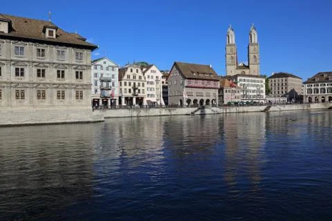 Grossmunster Limmant Reflection Stock Photos