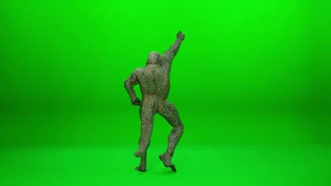 Grotesque Crocodile Beast Scary Dance Chroma Key Render Stock Footage 320993785