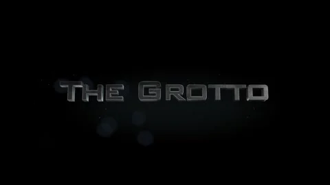 The Grotto 3D title metal text on black alpha channel background Video stock 259823459