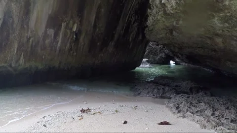Grotto between Rocks at Sandy Beach, Sipalay, Negros island, Philippines Видео 336904998