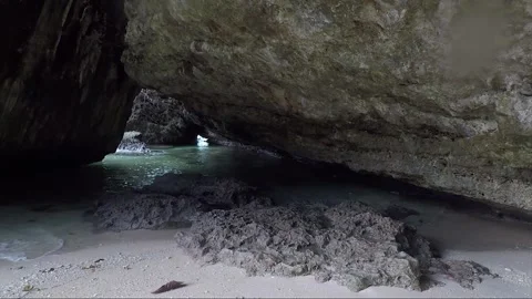 Grotto between Rocks at Sandy Beach, Sipalay, Negros island, Philippines Video stock 336905007