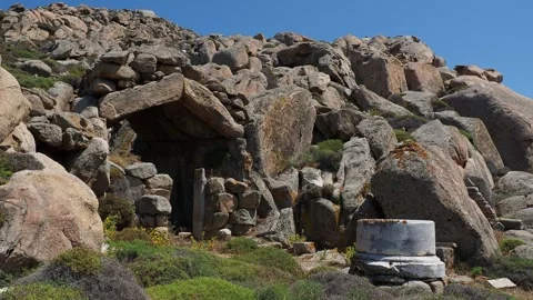 Grotto of Heracles, Mount Kynthos, Delos Archaeological Site, UNESCO World Stock Footage 273592266