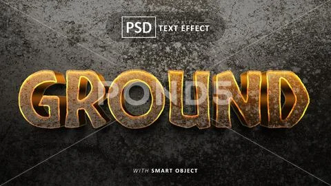 Ground 3d text effect editable PSD Template