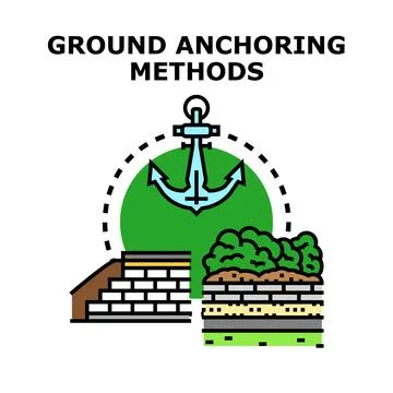 Ground anchoring methods for constructing stable foundations 스톡 일러스트
