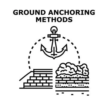 Ground anchoring methods for constructing stable foundations 스톡 일러스트