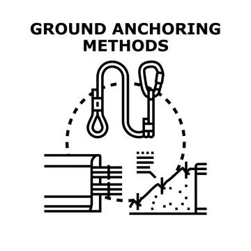 Ground anchoring methods for engineering and construction safety Stock Illustration
