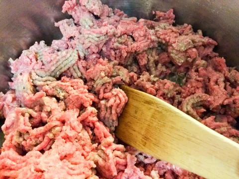 Ground beef cooking in pot Stock Photos
