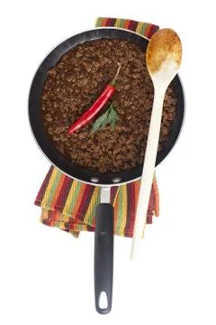Ground beef in pan Stock Photos