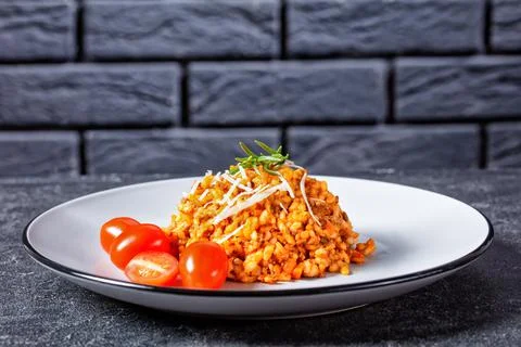 Ground beef risotto bolognese on a plate Stock Photos
