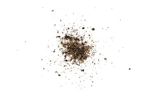 Ground black pepper isolated on a white background .Top view Stock Photos