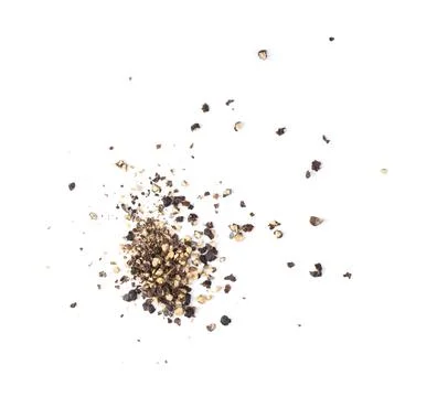 Ground black pepper on a white background top view Stock Photos