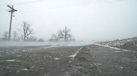 Ground blizzard sweeps the streets Stock Footage 40316227