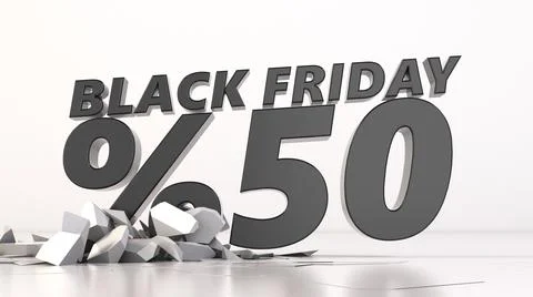 Ground breaking %50 Black friday sale. 3d illustration Stock Illustration