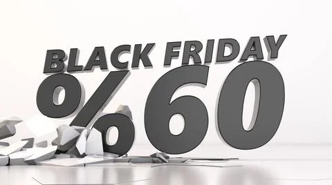 Ground breaking %60 Black friday sale. 3d illustration Stock Illustration