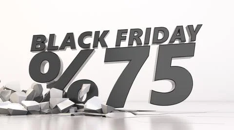 Ground breaking %75 Black friday sale. 3d illustration Stock Illustration