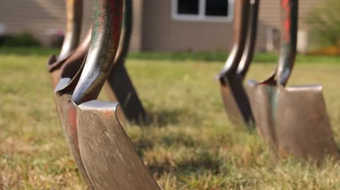 Ground Breaking with Shovels Stock Footage 41930508