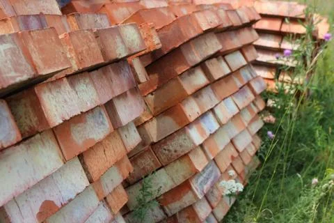 Ground bricks on a pallet Stock Photos