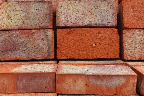 Ground bricks stack closeup Stock Photos
