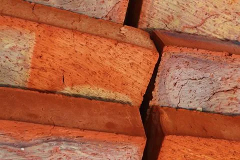 Ground bricks stack closeup Stock Photos