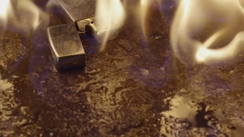 Ground burning in flames Stock Footage 76432553