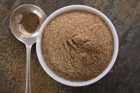 Ground celery salt in dish Stock Photos