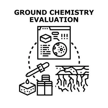 Ground chemistry evaluation analyzing soil conditions concept Stock Illustration