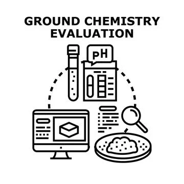 Ground chemistry evaluation process presenting scientific analysis Stock Illustration
