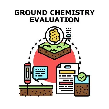 Ground chemistry evaluation process for soil quality assessment Stock Illustration