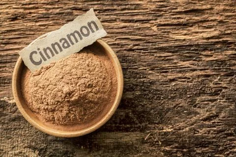 Ground cinnamon with a name tag Stock Photos