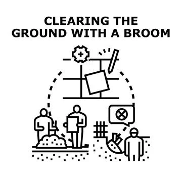 Ground clearing preparation for building development process Stock Illustration