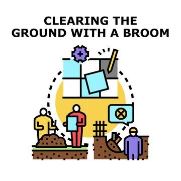 Ground clearing preparation for building development process Stock Illustration