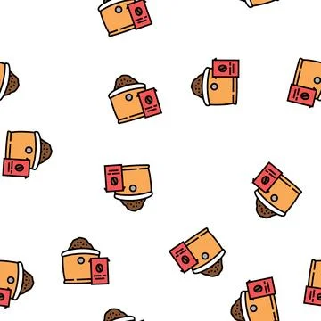 Ground coffee bag vector seamless pattern Stock Illustration