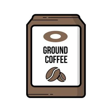 Ground coffee bag vintage vector icon Stock Illustration