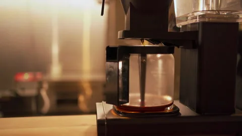 Ground coffee beans contained in a filter, make drip coffee Stock Footage 267021621