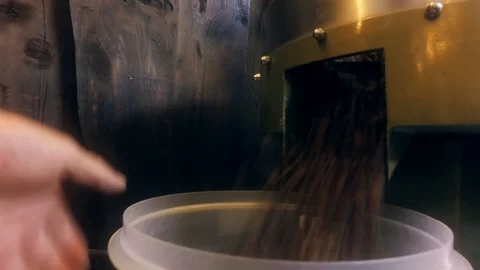Ground Coffee Beans Falling Into A Bowl In Banos Stock Footage 88449835