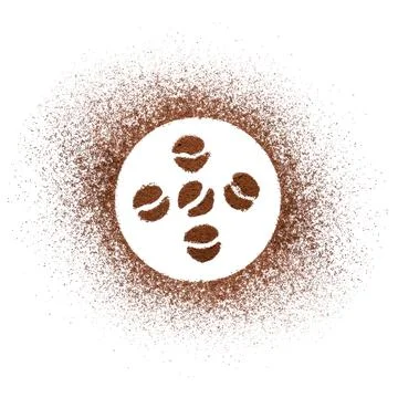 Ground coffee from coffee machine isolated on white background Stock Photos