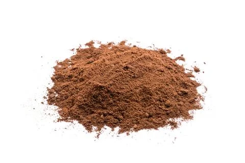 Ground coffee from coffee machine isolated on white background Stock Photos