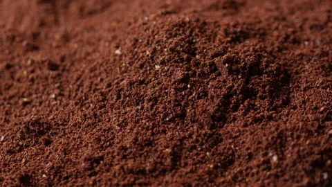 Ground Coffee Is Picked Up With A Spoon Stock Footage 133121837