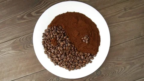 Ground coffee on a plate. Stock Footage 328389617