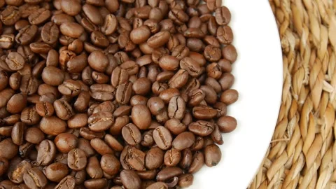 Ground coffee on a plate. Stock Footage 328441150