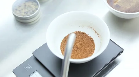 Ground coffee is poured water Stock Footage 63143990