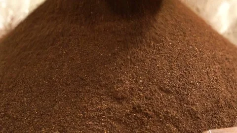 Ground coffee powder ready for packaging Stock Footage 201906157