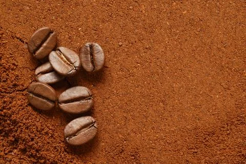 Ground coffee top view. Stock Photos