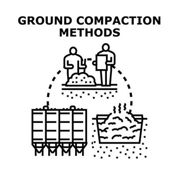 Ground compaction methods for construction and engineering projects Stock Illustration